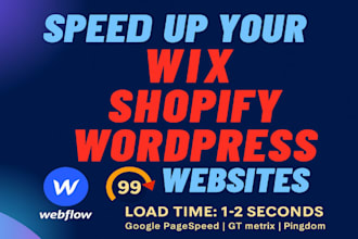 speed up wix shopify wordpress website within 24 hrs