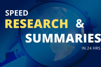 do research and summaries, english content writing for any topic in 24hrs