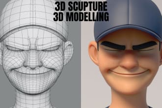 model 3d cartoon character sculpting,3d character rigging,3d caricature
