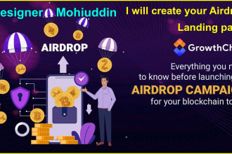 create your modern airdrop landing page using UI, UX, figma