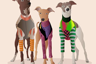 draw realistic dogs, animals in modern style