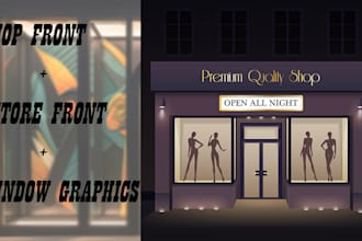 do eye catching shop front or storefront window graphics wrap design