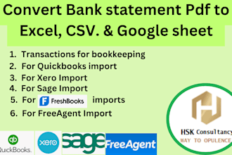 convert bank statement PDF to excel CSV and google sheet