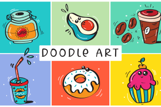design doodle art illustration, cartoon characters, and icon