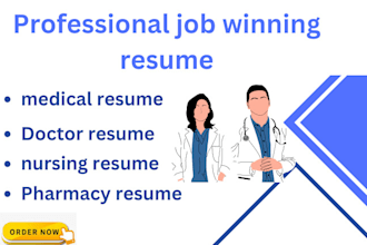 write professional medical resume, pharmaceutical, nursing resume and cv writing