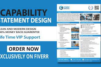 design a professional, clean, and effective capability statement with a flyer