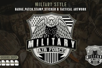 design vintage, patch, military tactical, and badge logo