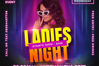 design world class party, night club, concert or event flyer in 6 hours