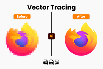redraw, retrace vectorise, convert to vector trace logo or image