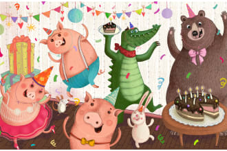 create children story book illustration and book cover