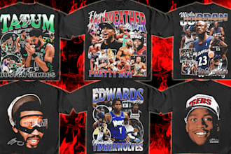 design a crazy vintage bootleg tshirt, rap, sport, nba tee