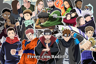 draw you in any anime style, naruto, dragon ball, and more