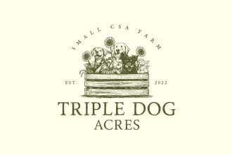 farm produce sketch dogs logo design