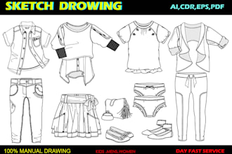 create garments line sketches