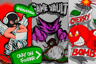 draw a custom tshirt design with cartoon style for your brand or merchandise