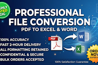 accurately convert PDF to excel, word, or word to PDF in 2 hours