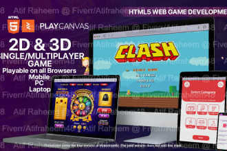develop HTML5 game for web browsers, PC, android, and ios