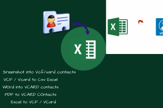 convert excel CSV, contacts vcf vcard, pdf, word, text image
