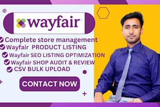 do seo product listing on wayfair store and helps in audit and management