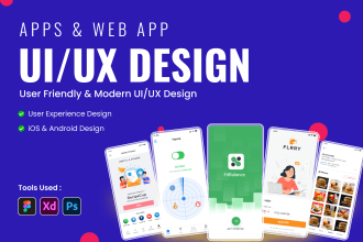 do mobile app UI UX design, app design, app screenshots, figma app design