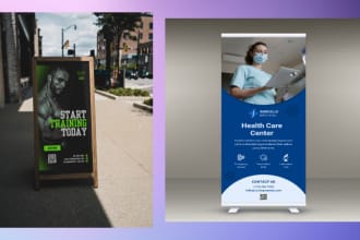 design digital flyer pamphlet rack card roll up banner door hanger catalog