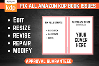 fix rejected amazon kdp book cover resize and edit interior format