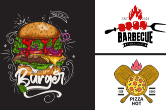 design pizza, burger, café, bakery, BBQ, grill and restaurant logo