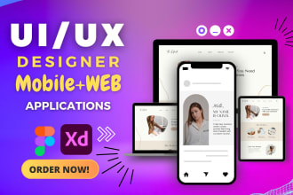 do UI UX design adobe xd, figma mobile, website designs prototypes