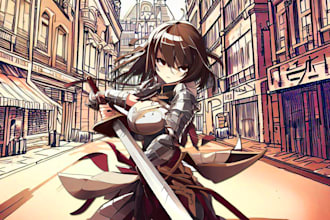 draw anime style a retro  illustration for you