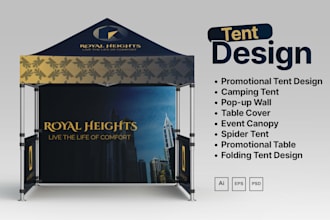 design custom tent designs, feather flags and table cover