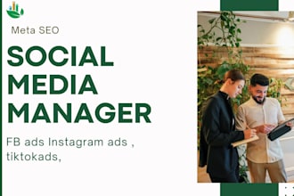 be your social media manager and content writer, fb ads, insta ads, google ads