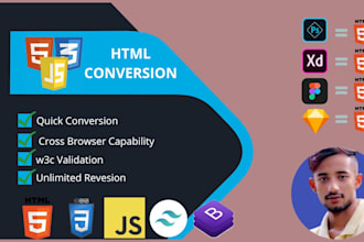 convert psd to html figma to html responsive web template