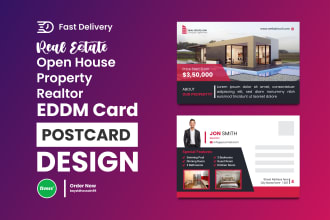 mortgage, open house, just sold, real estate  postcard design