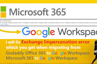 fix office 365 exchange impersonation error in email migration