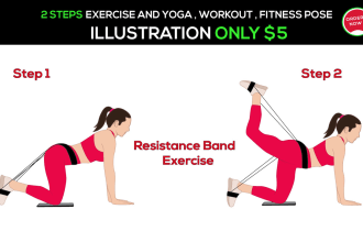 draw exercise workout yoga and any fitness pose illustration