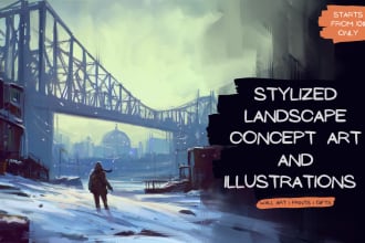 paint professional landscape concept art in painterly style