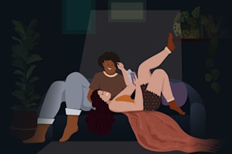 do flat illustrations, characters, and book covers