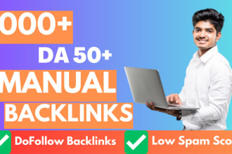 do 1000 high quality contextual da50 SEO dofollow manual backlinks service