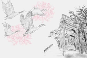 make botanical handdrawing pencil color illustration