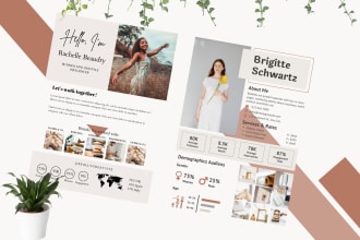 design an influencer media kit, speaker sheet, and rate card