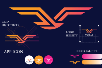 do a trendy logo with brand identity and brand style guides