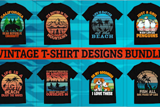 create retro vintage t shirt designs for your clothing brand