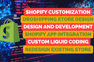 create shopify store or redesign shopify website and develop dropshipping store