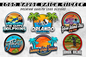create modern badge, patch, sticker, round logo design