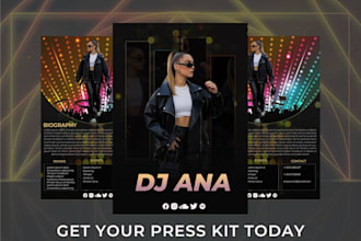 design within 24hrs media kit,epk,dj kit with pdf links