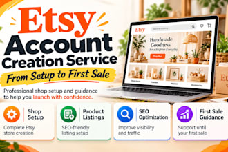 setup etsy shop, etsy product listing with etsy seo, pod, etsy shop setup