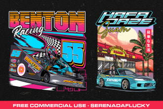 design vintage retro illustration for car clothing