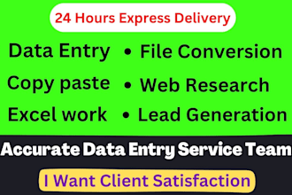 fastest data entry copy paste web research lead generation