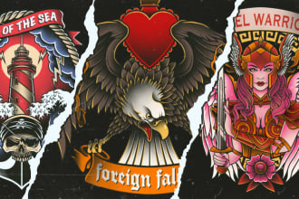 draw illustration traditional tattoos for clothing