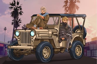 draw your photo into gta style cartoon vector portrait